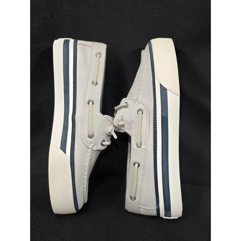 Sperry Bahama 3.0 Platform Women's Grey Navy Boat Shoes Size 8.5
